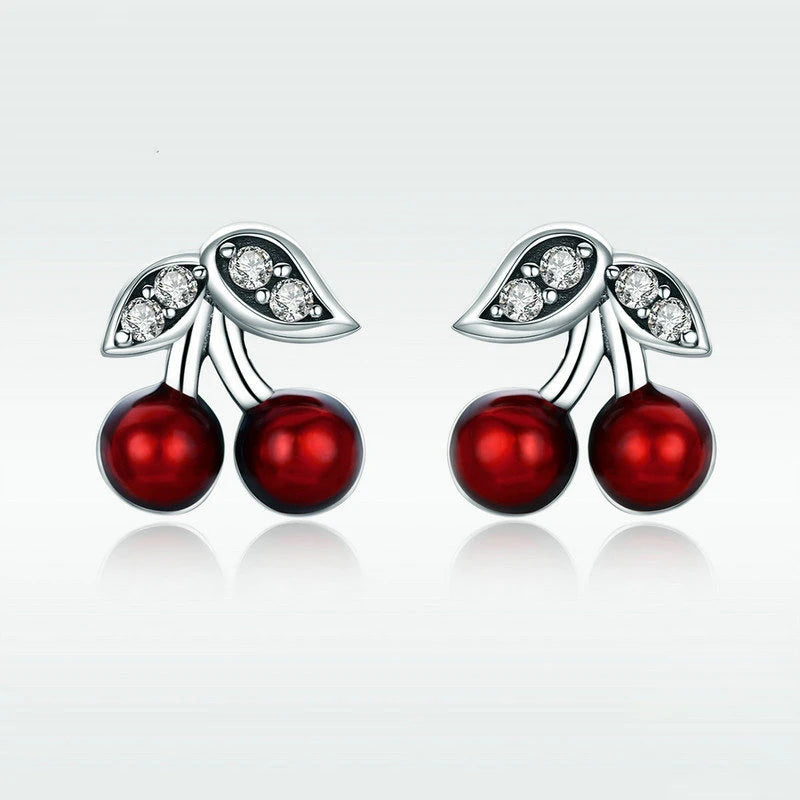 Aretas En Plata Ley 925 De Cereza Dulce