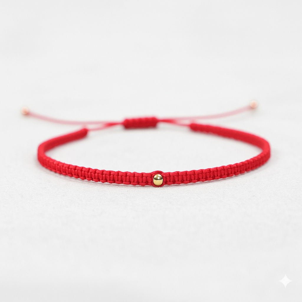 Hilo Rojo Pepita Oro 18k Trenzado