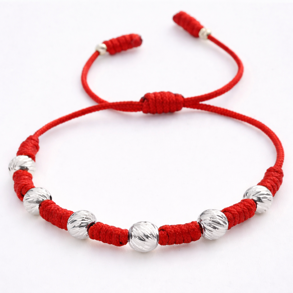 Pulsera 7 Nudos Balines Diamantados Plata Esterlina