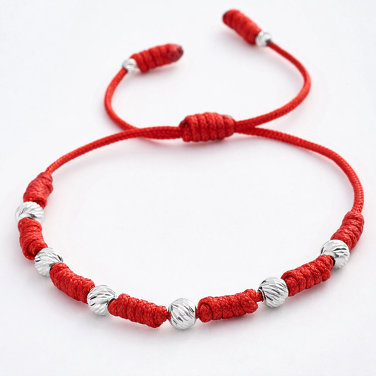 Pulsera 7 Nudos Balines Diamantados Plata Esterlina