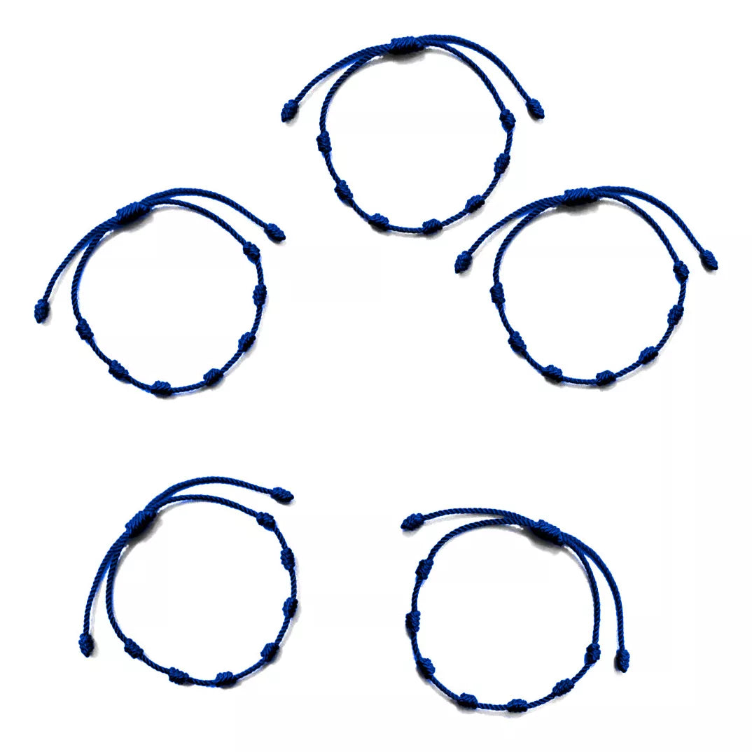 Cordón de 7 Nudos en Tejido Azul Set de 5