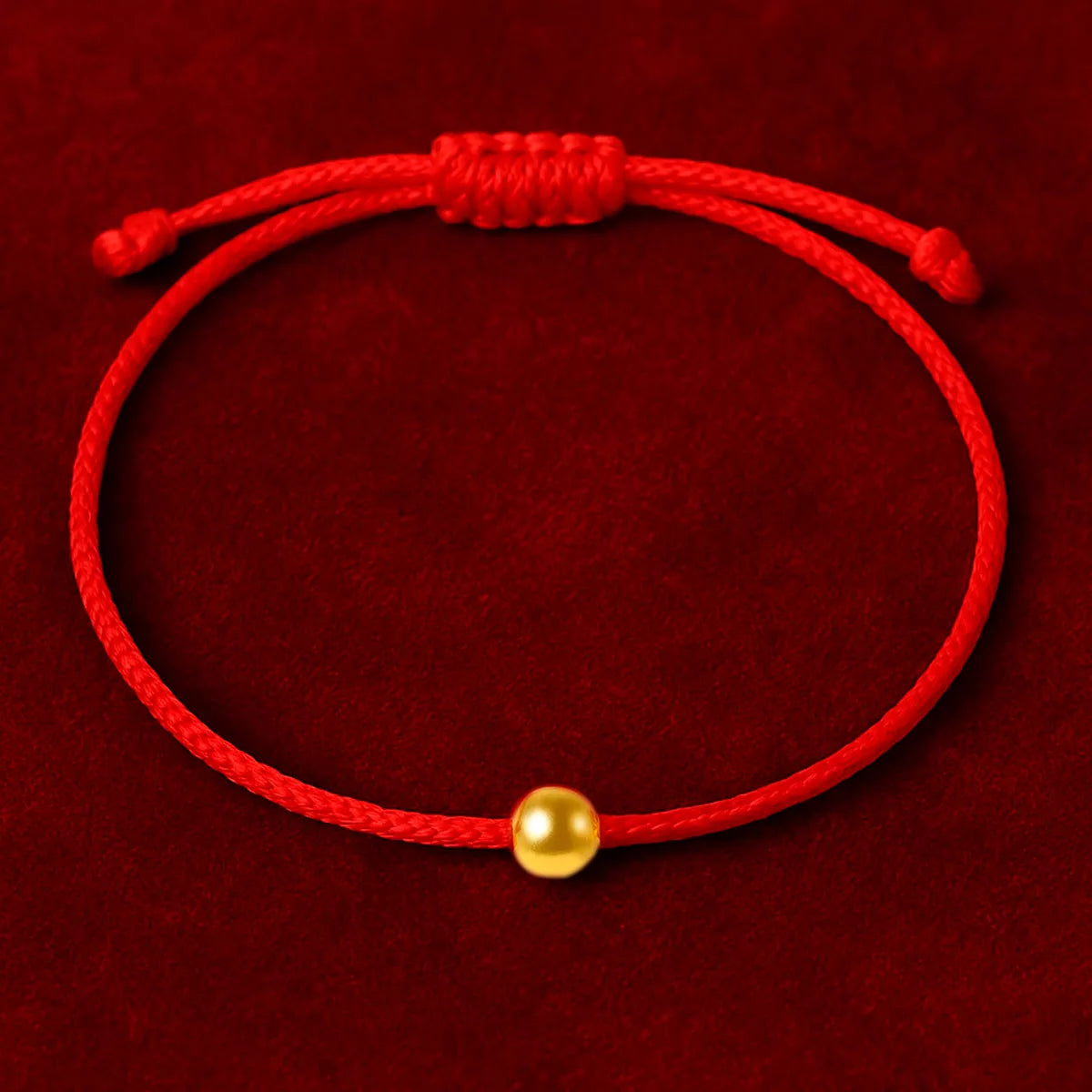 Pulsera Hilo Rojo Pepita De Oro 4mm
