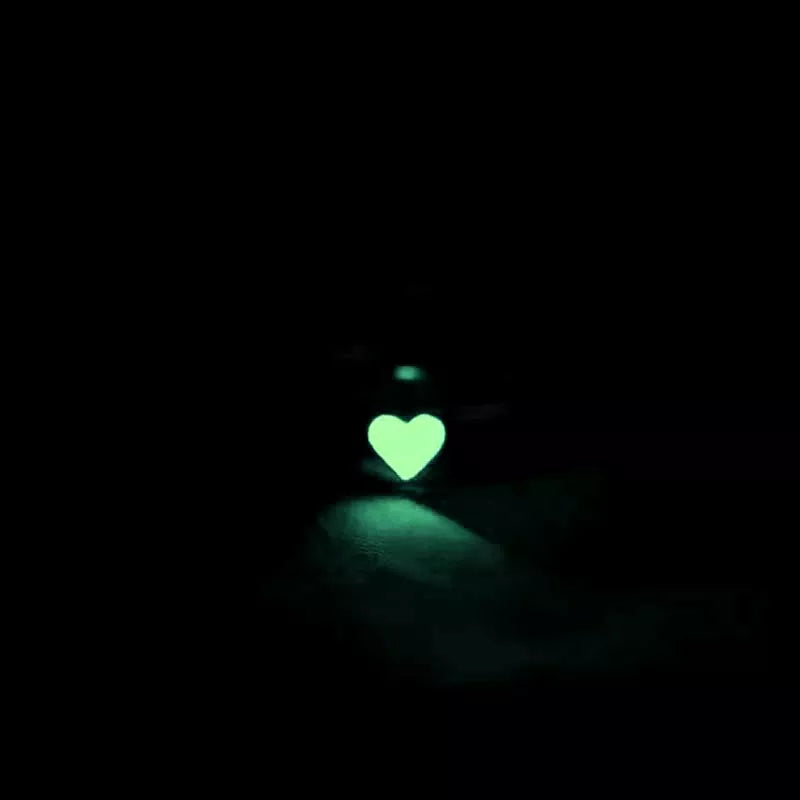 Anillos X2 De Corazón- Ilumina En La Oscuridad Chapado Plata