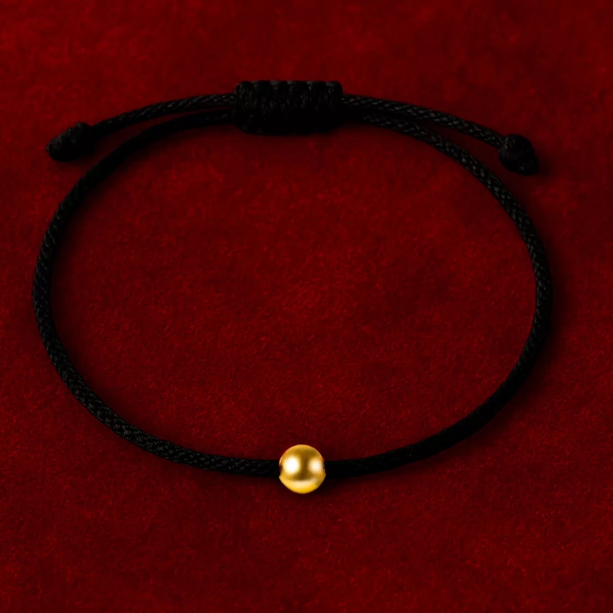 Pulsera Hilo Rojo Pepita De Oro 4mm