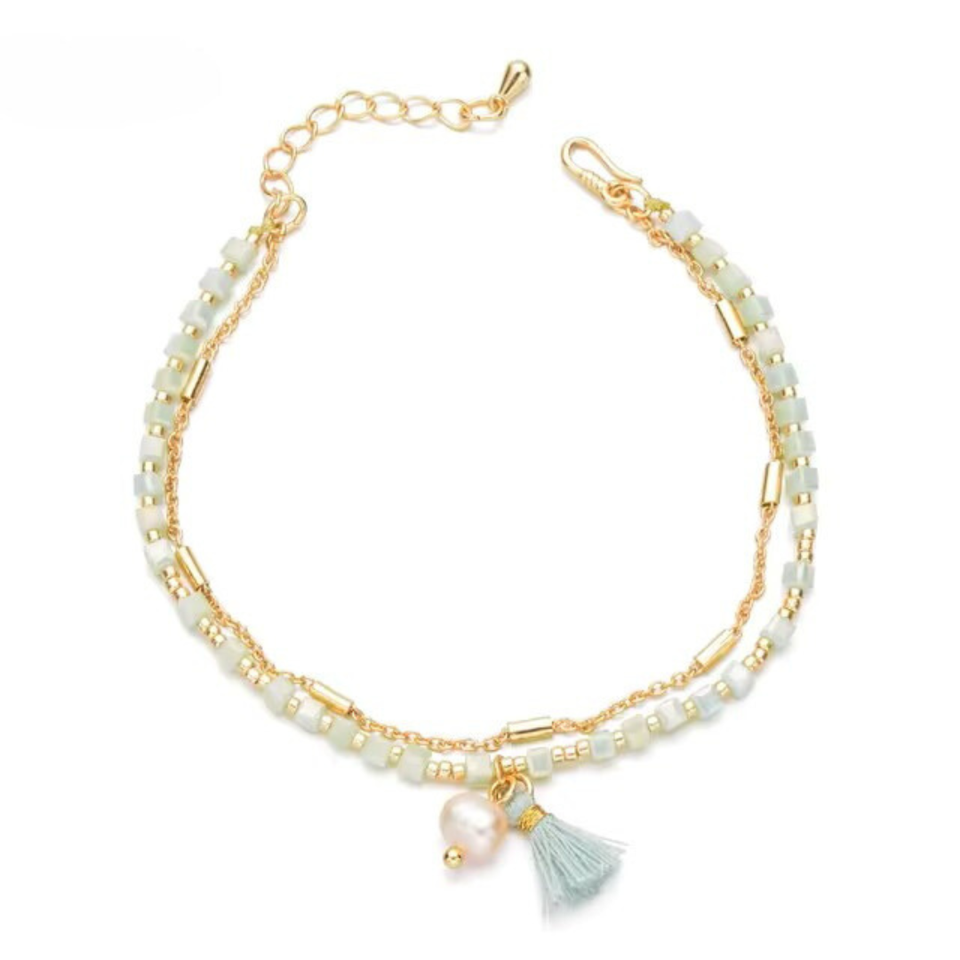 Pulsera de cuentas de cristal cuadradas para mujer