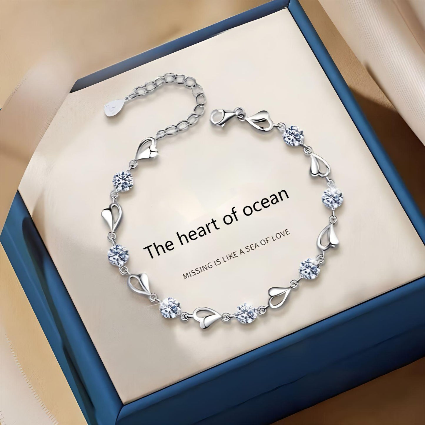Pulsera de Plata 925 Clásica Corazón del Océano
