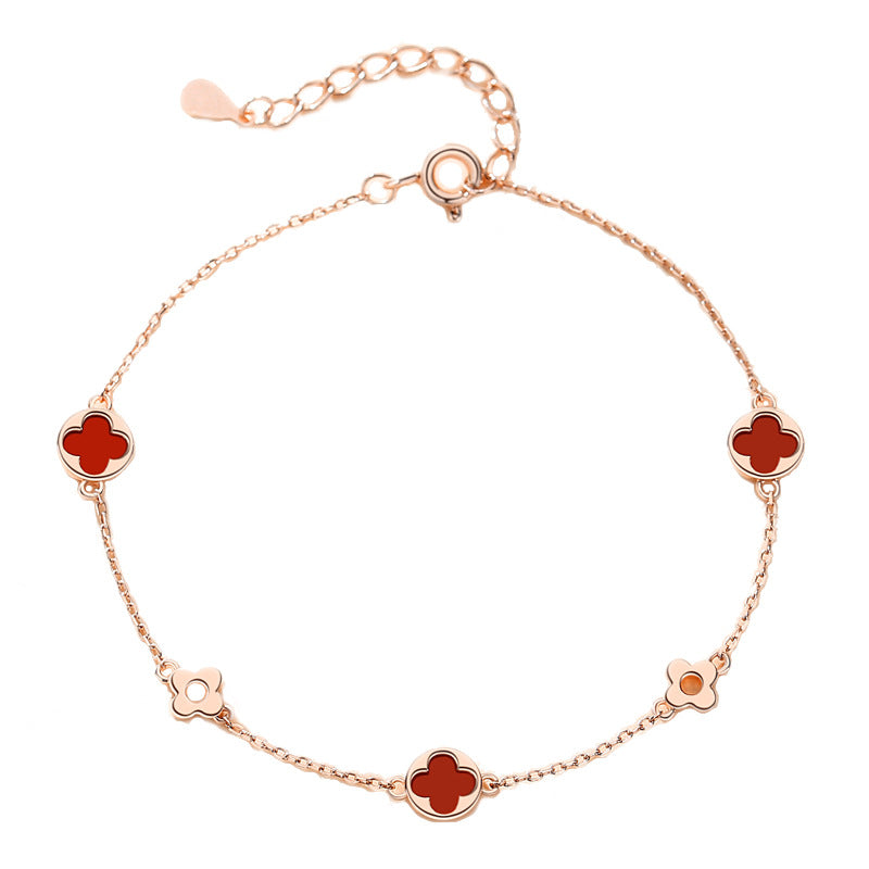 Pulsera de Trébol en Plata de ley Simple, Moderna y Lujosa