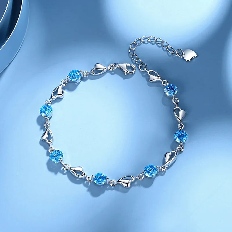 Pulsera de Plata 925 Clásica Corazón del Océano