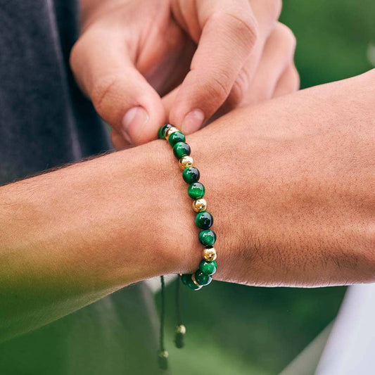 Pulsera Intercalada doble Oro 18k + Cuarzos