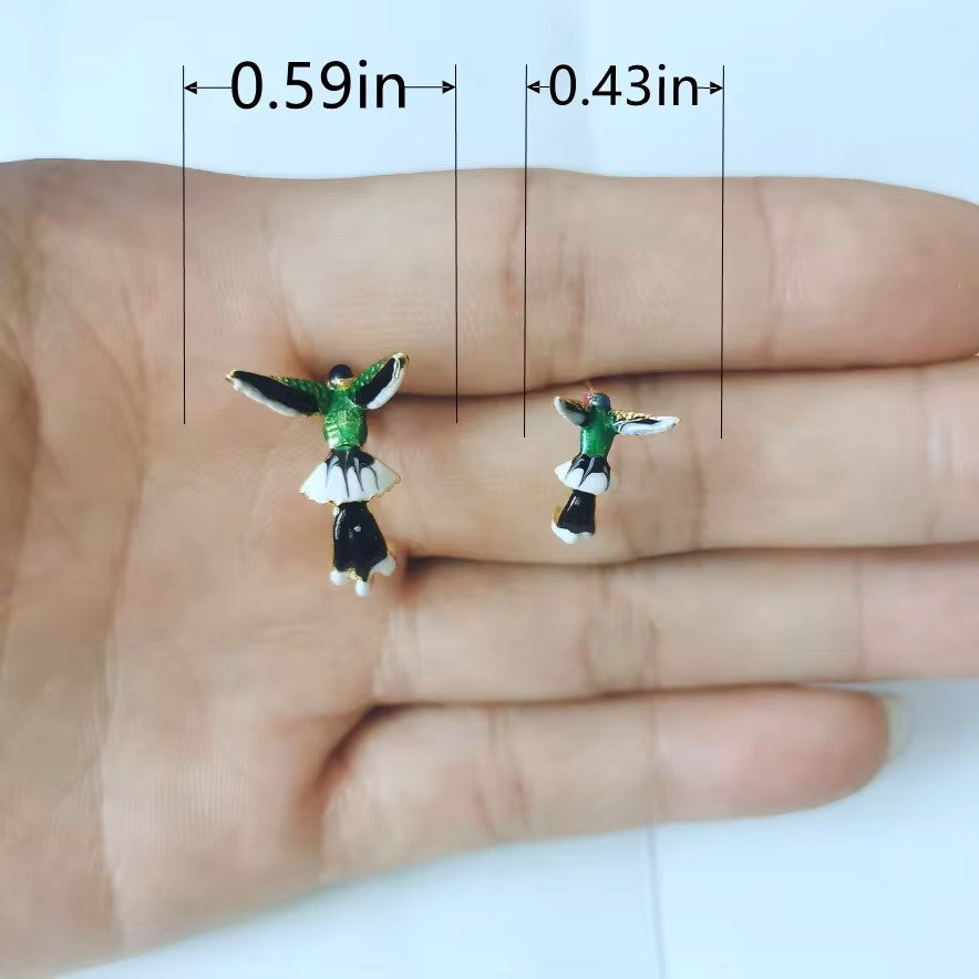 Pendientes Colibrí De Cobre Bañados En Acrílico (no Oxida)