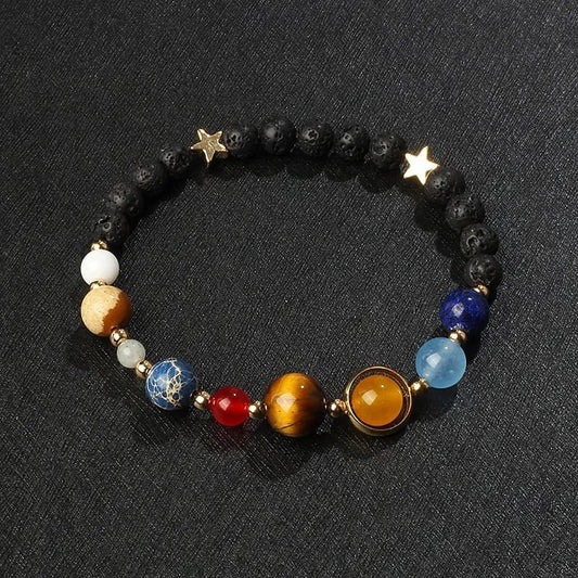 Pulsera Sistema Solar Universo 12 Planetas Cuentas De Piedra
