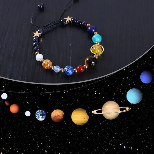 Pulsera Sistema Solar Universo 12 Planetas Cuentas De Piedra
