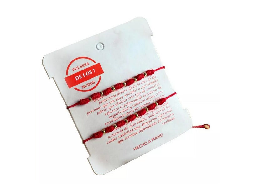 Pulsera de 7 nudos con balines en Acero+cartón