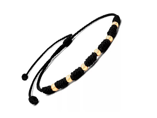 Pulsera de 7 nudos en balines de Oro de 18k color negro