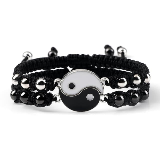 Pulsera Ying Yang Ajustable Con Balines Para Parejas