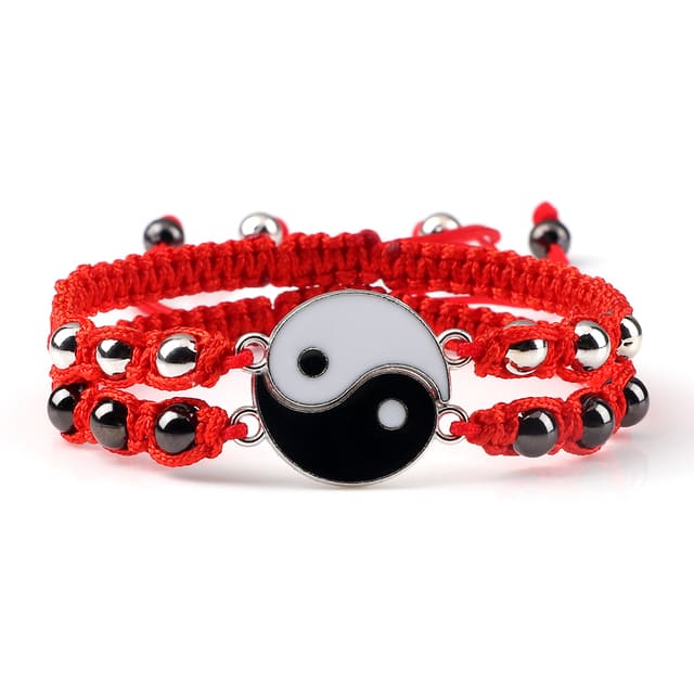 Pulsera Ying Yang Ajustable Con Balines Para Parejas