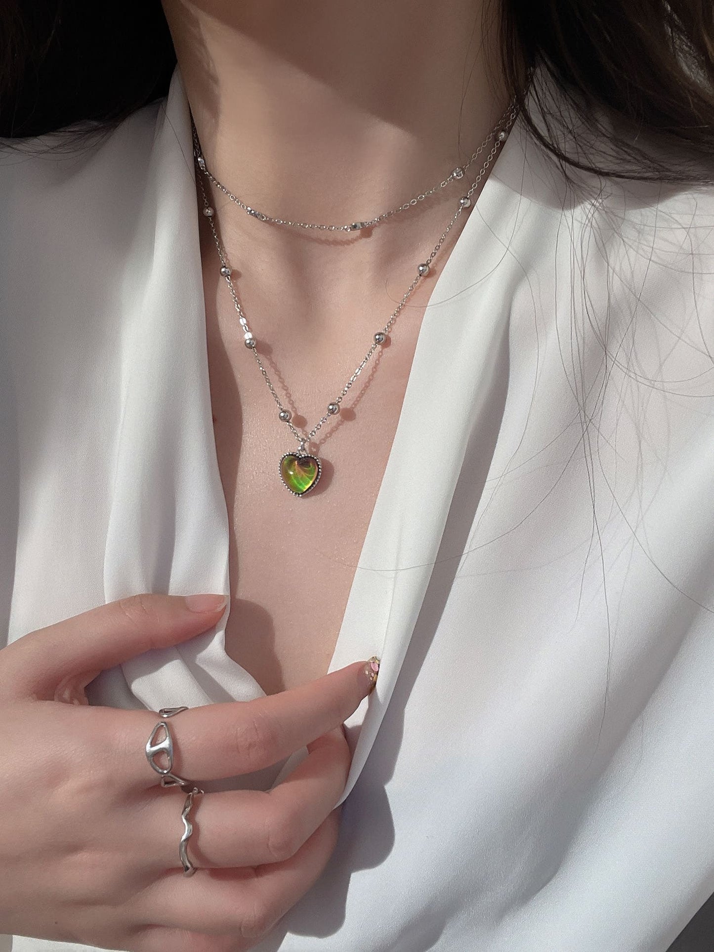 Collar Cambio De Color Emociones Por Temperatura En Corazón