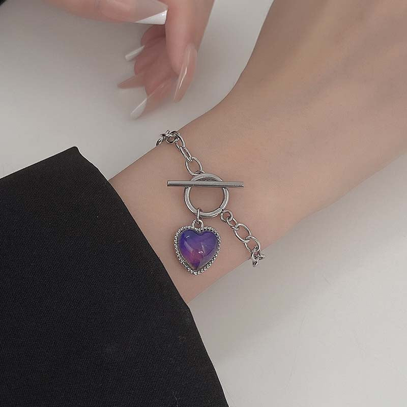 Pulsera De Corazón Cambio De Color Por Emociones Inoxidable