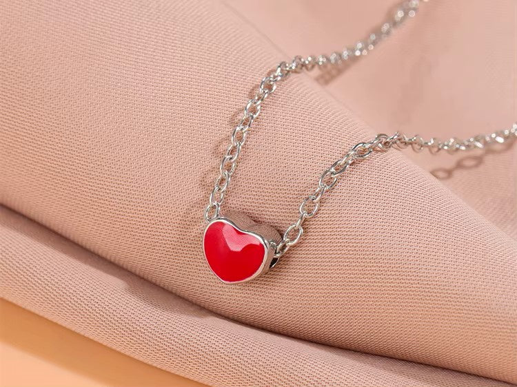 Collar De Hermoso Corazon Rojo Plata Certificada