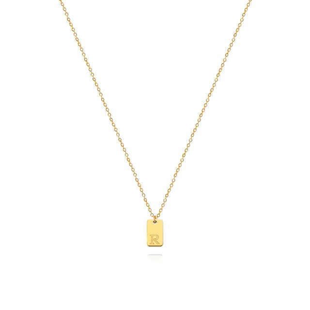 Hermoso Collar Con Letra Inicial Cuadrada