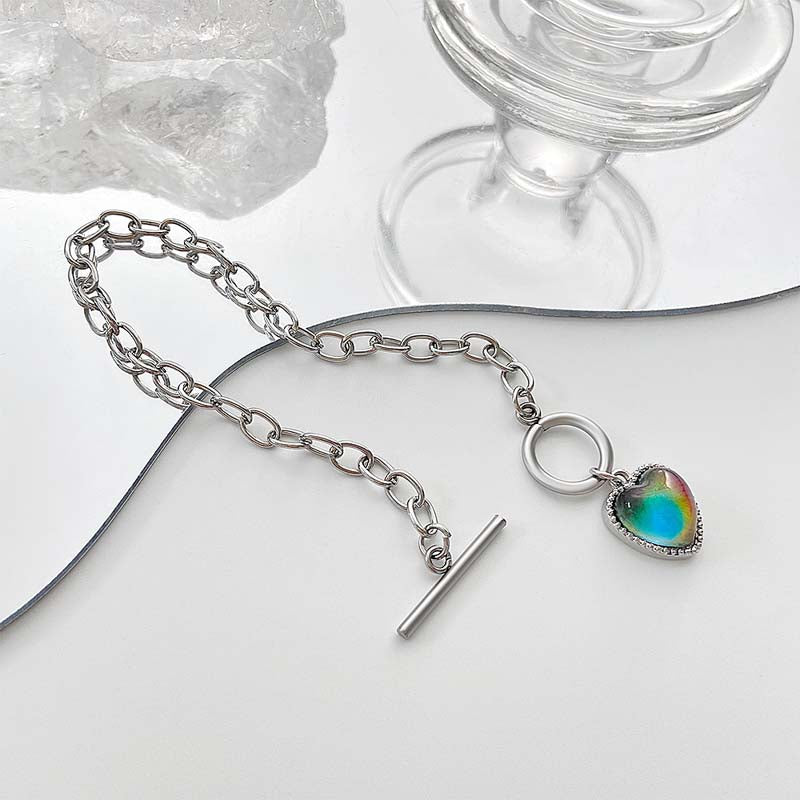 Pulsera De Corazón Cambio De Color Por Emociones Inoxidable