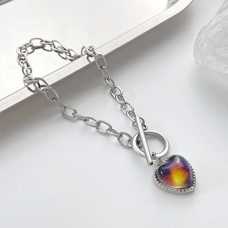 Pulsera De Corazón Cambio De Color Por Emociones Inoxidable