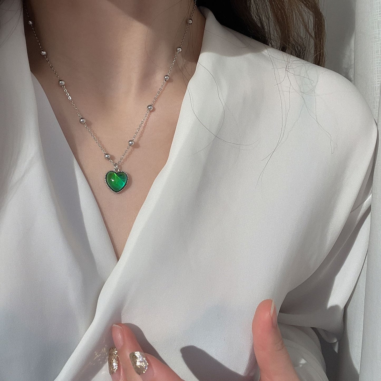 Collar Cambio De Color Emociones Por Temperatura En Corazón