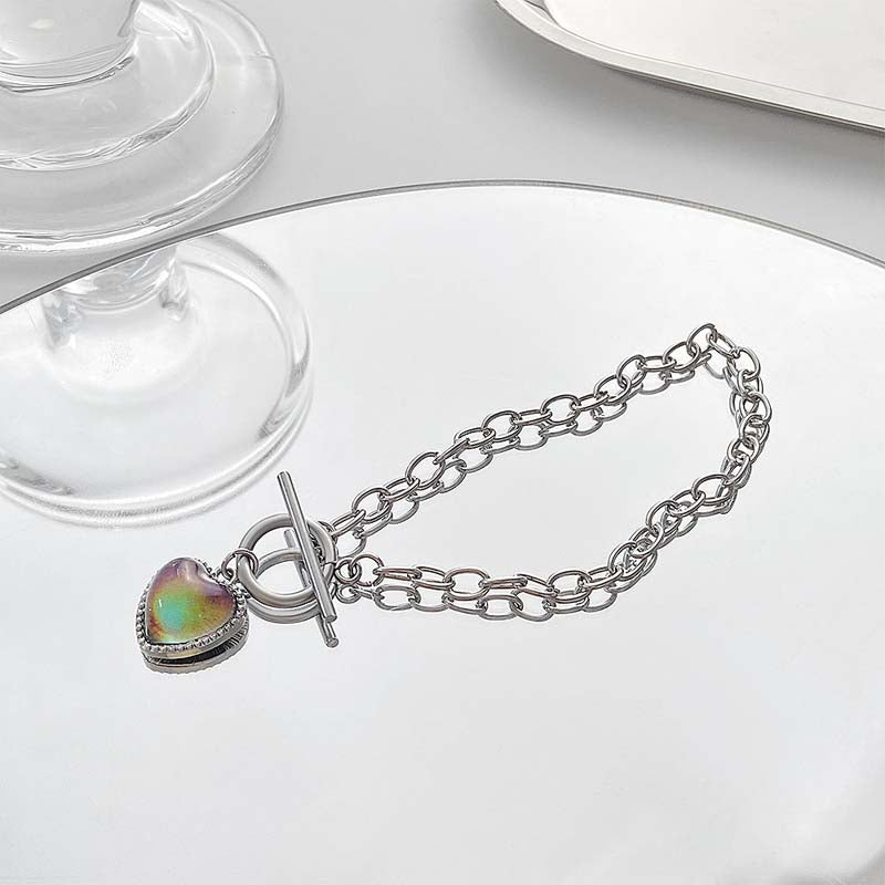 Pulsera De Corazón Cambio De Color Por Emociones Inoxidable