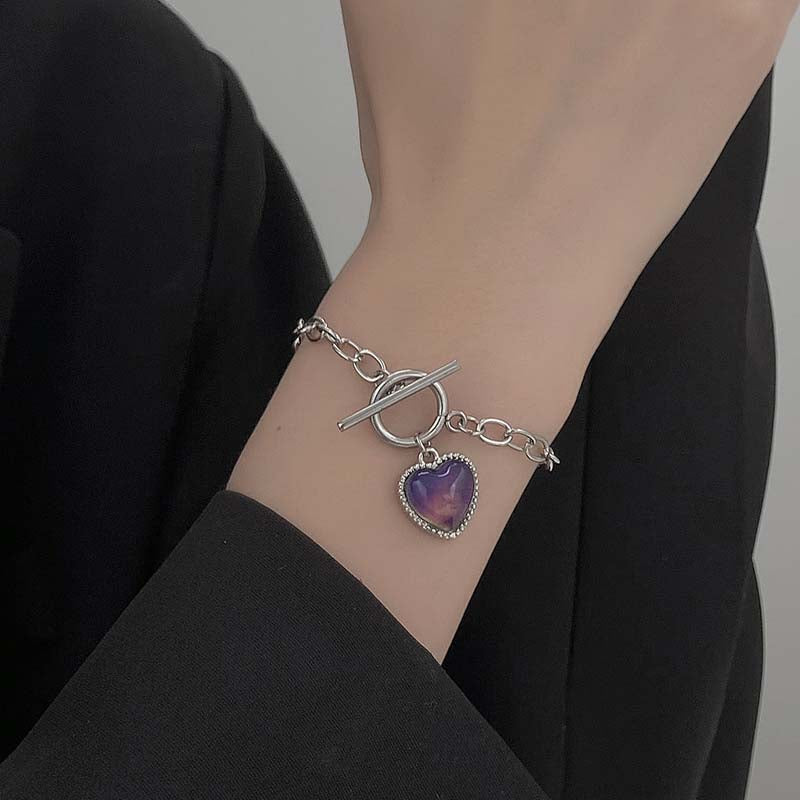 Pulsera De Corazón Cambio De Color Por Emociones Inoxidable