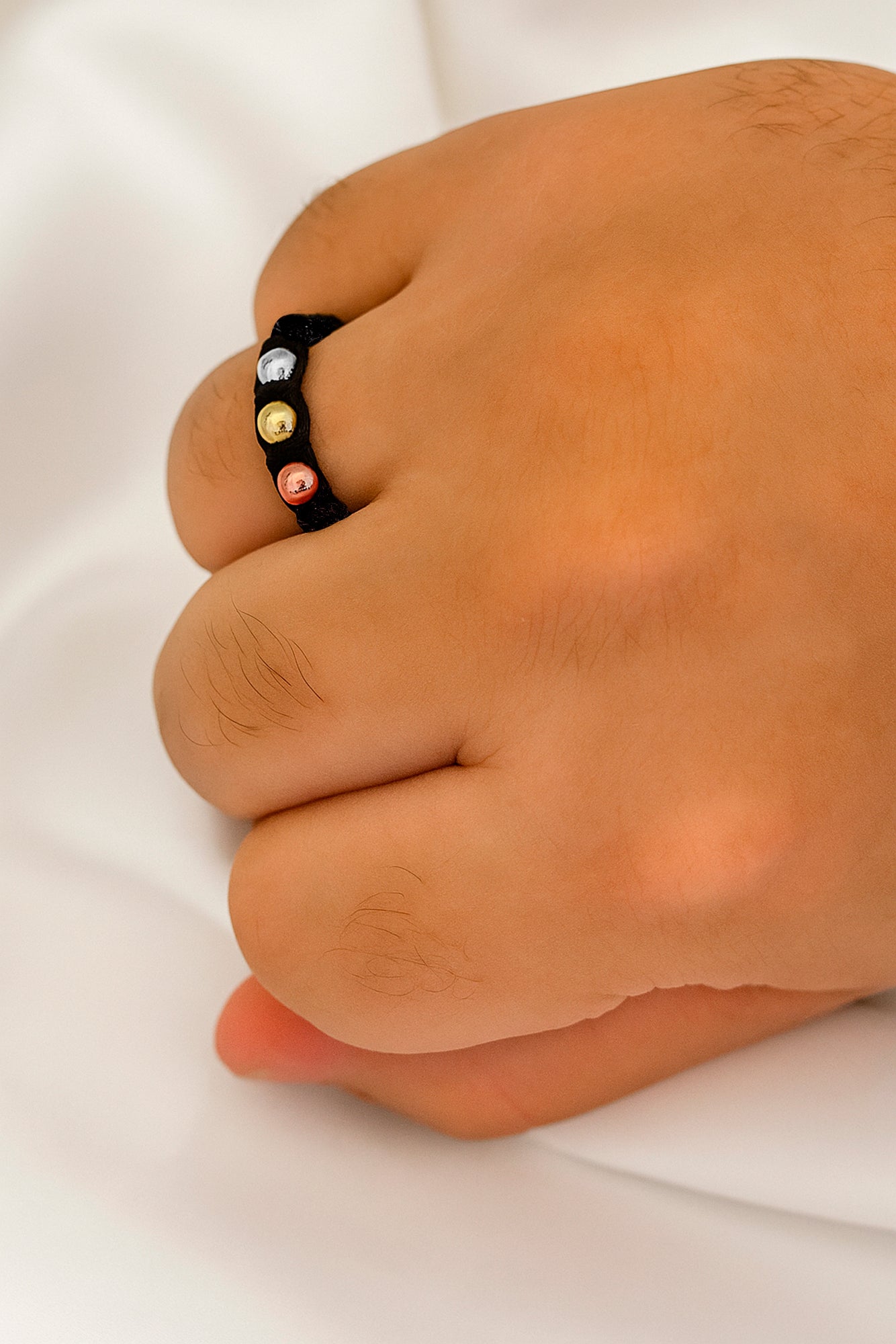 Anillo Tejido Tres Oros 18k