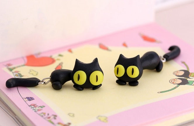 Pendientes De Gato Negro Hechas A Mano En Acrílico 3d X2