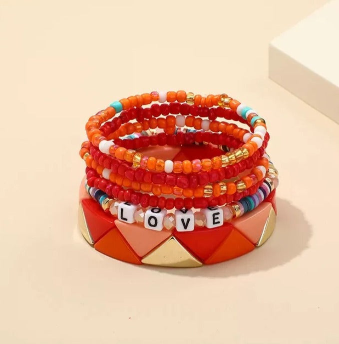 Brazalete Bohemia De Acrílico Multicolores Artesanal