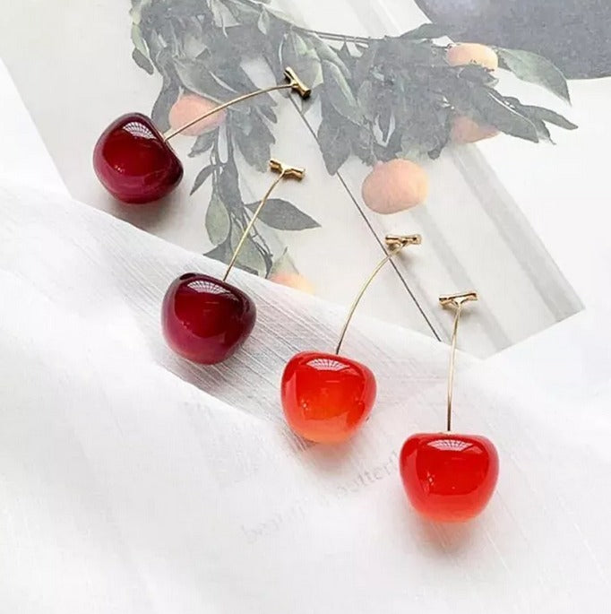 Pendientes Colgantes De Cereza Para Mujer De Lujo