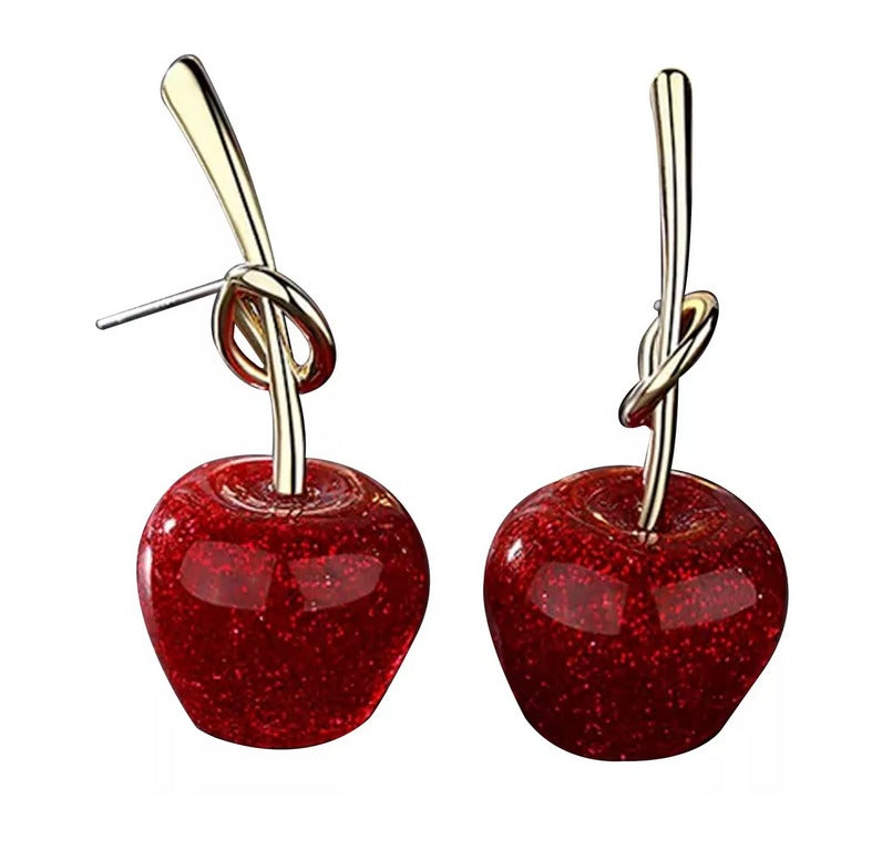 Pendientes Colgantes De Cereza Para Mujer De Lujo