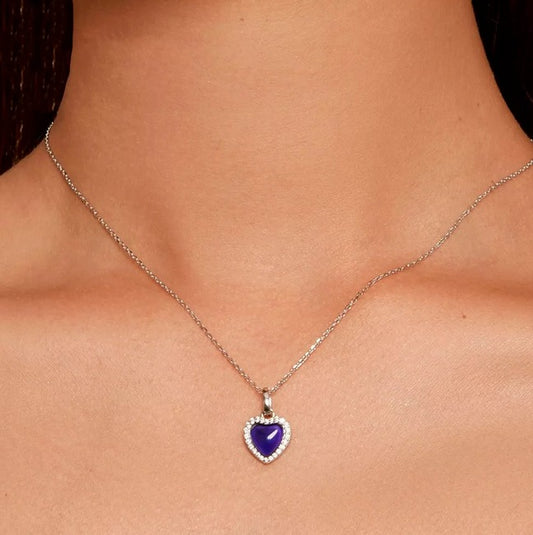 Colgante Corazón Cambio De Colores En Plata Ley 925 + Circón