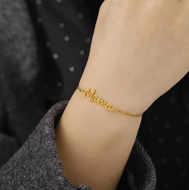 Pulsera Con Letra De Mamá Ajustable