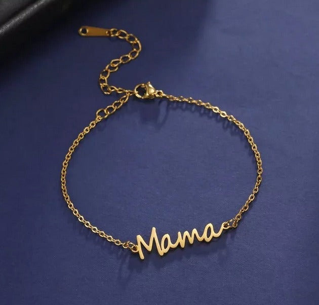 Pulsera Con Letra De Mamá Ajustable