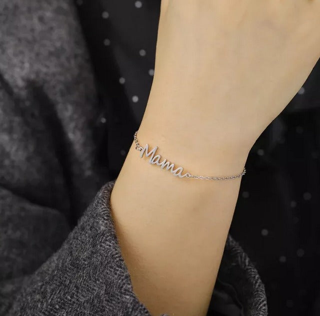Pulsera Con Letra De Mamá Ajustable