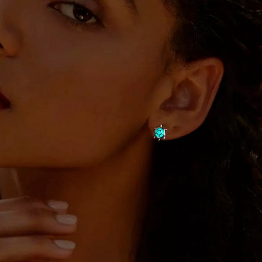 Pendientes Tortuga Luminosa Hecha En Plata Real De Ley 925
