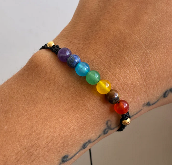 Pulsera 7 Chakras en Fila Oro 18k
