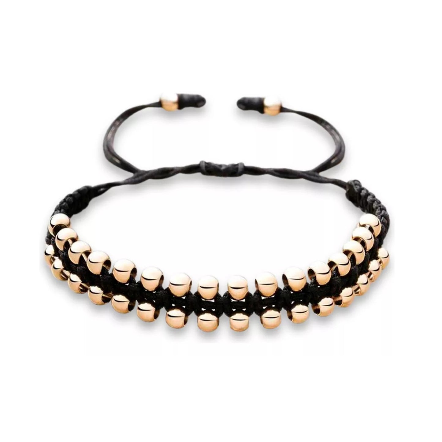 Pulsera Trenzada Balines Expuestos Oro 18k
