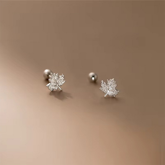 Aretes de Plata Ley 925 con Diseño de Hoja