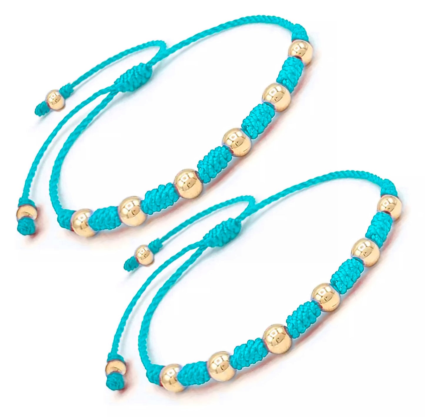 Pulsera Parejas 7 Nudos Oro Laminado 4mm