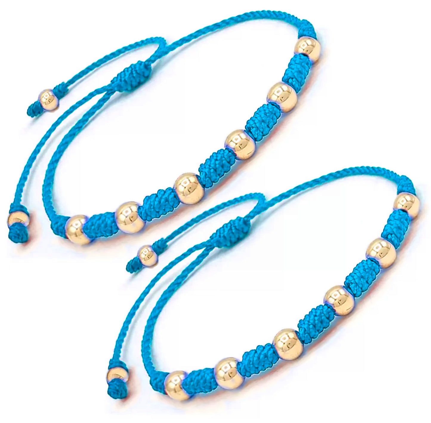 Pulsera Parejas 7 Nudos Oro Laminado 4mm