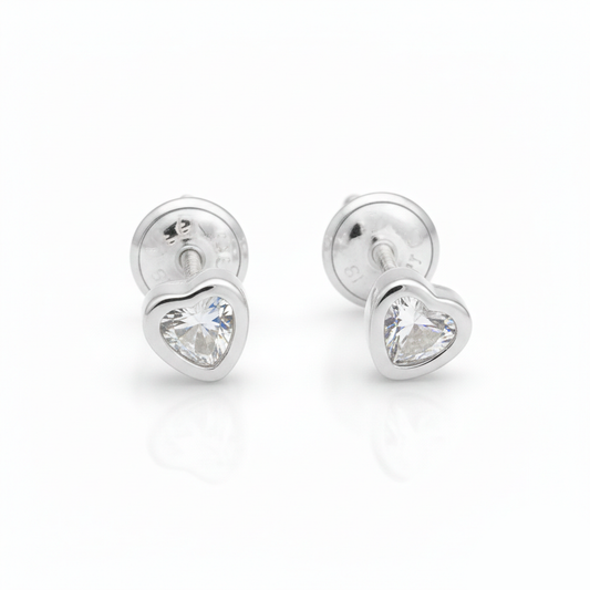 Aretes Corazones de Circones en Plata Italiana
