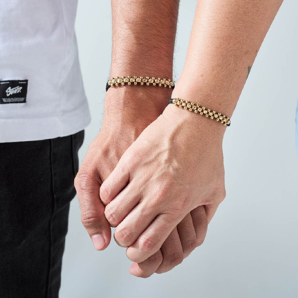 Pulsera Tres Líneas Diamantadas Oro 18k
