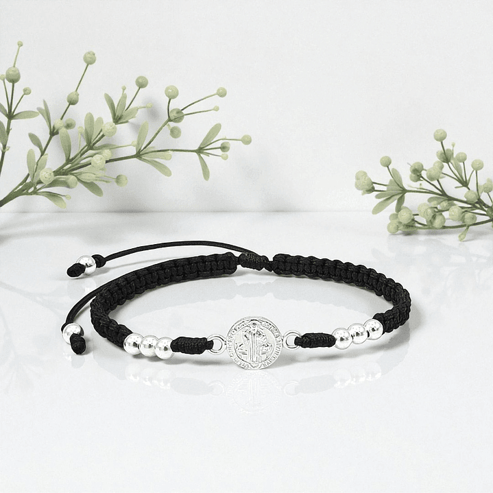 Pulsera San Benito en Plata Esterlina