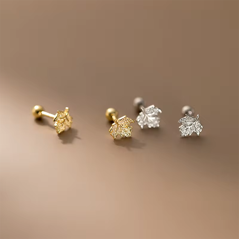 Aretes de Plata Ley 925 con Diseño de Hoja