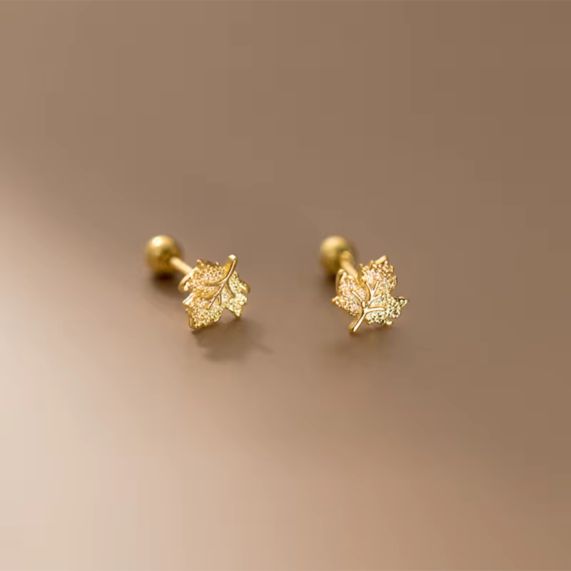 Aretes de Plata Ley 925 con Diseño de Hoja