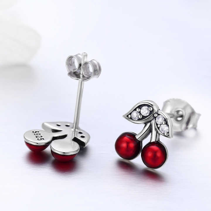 Aretas En Plata Ley 925 De Cereza Dulce